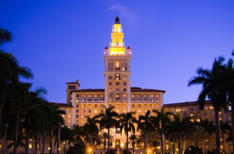 lit up building