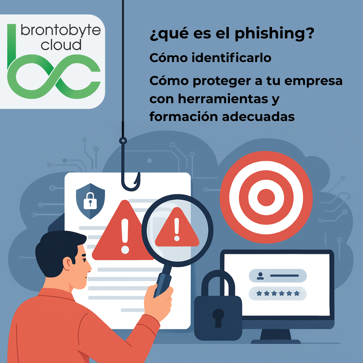 Protección empresarial contra phishing con formación y herramientas avanzadas de ciberseguridad.