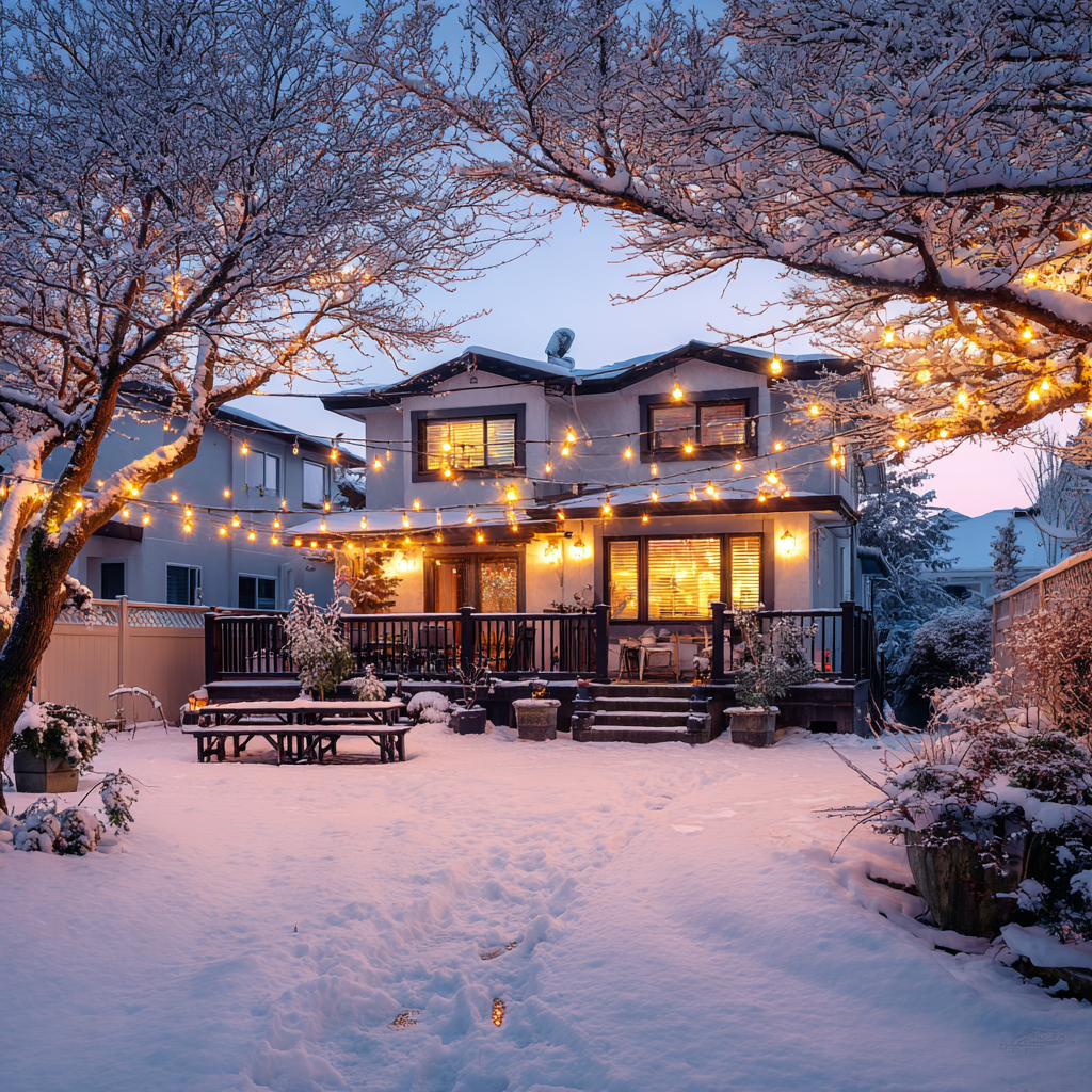 Custom Christmas light installation with LED roofline décor, outdoor tree wrapping Xmas lights, patio and garden festive displays, residential holiday décor specialists, commercial holiday lighting contractors, smart Wi-Fi RGB LED holiday systems, affordable festive lighting services, energy efficient seasonal décor, expert holiday lighting contractors, professional festive décor installation for homes and businesses.