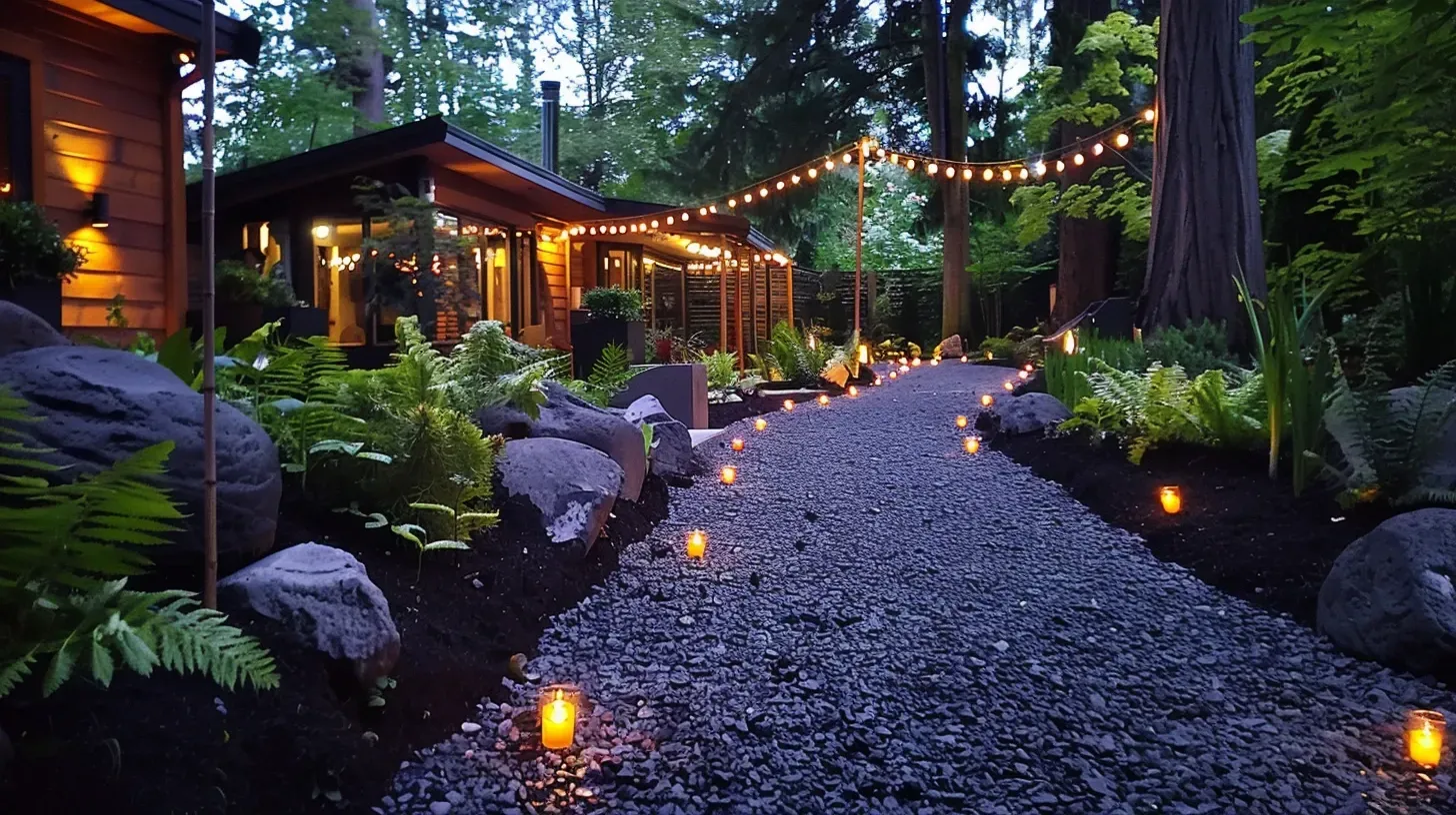 Motion-activated floodlights, a key component of safety lighting in Burnaby BC, are installed near a garage. Our security lighting automatically illuminates key areas. We provide expert outdoor safety lighting installation in Burnaby. Keywords: motion sensor lights, garage security, landscape safety, North Burnaby.