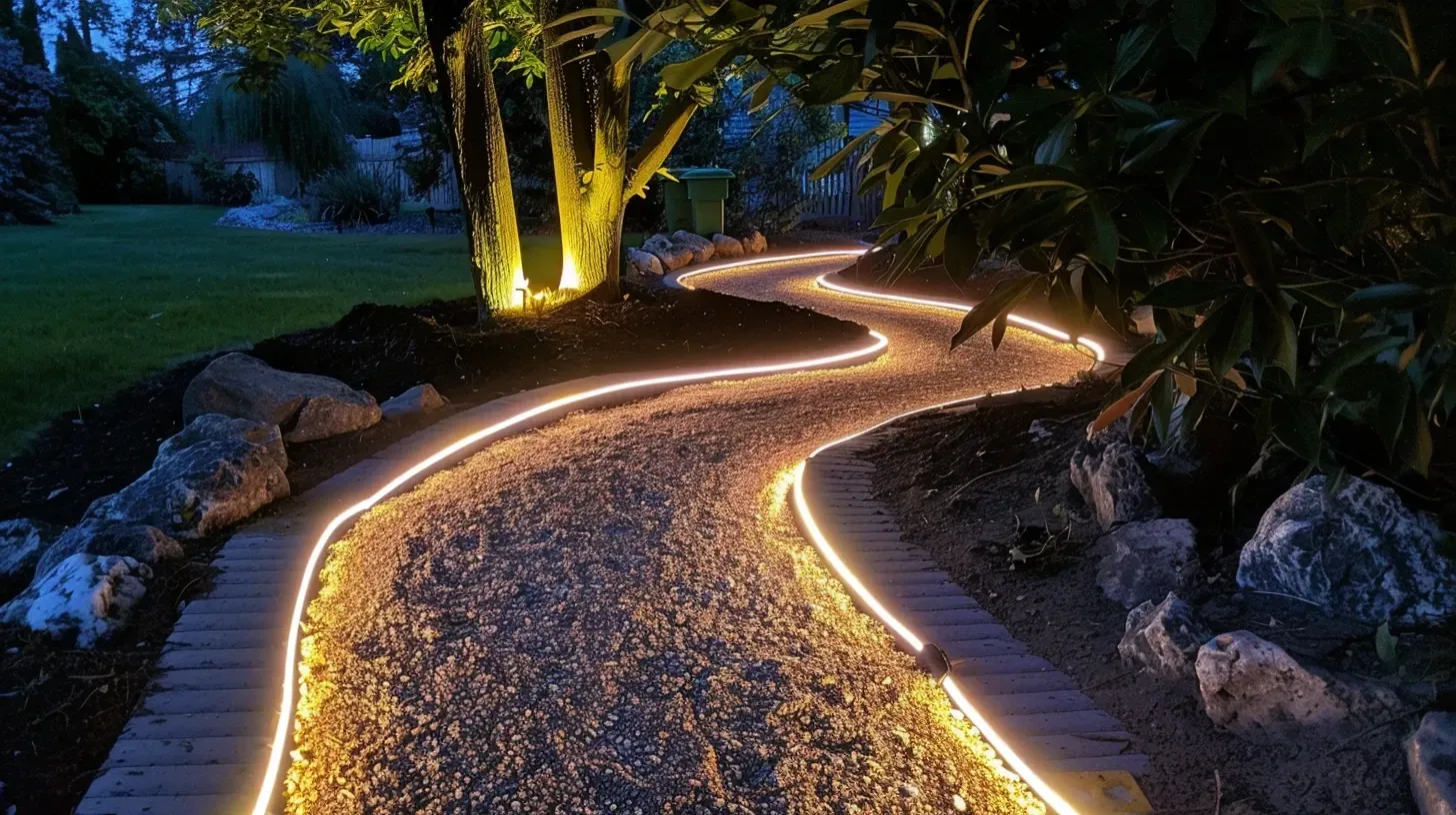 This pathway lighting in Burnaby BC uses energy-efficient LED bulbs. Our path lighting solutions are sustainable and cost-effective. We specialize in eco-friendly walkway lighting in Burnaby, British Columbia. Keywords: low voltage, green energy, outdoor lighting, maintenance.