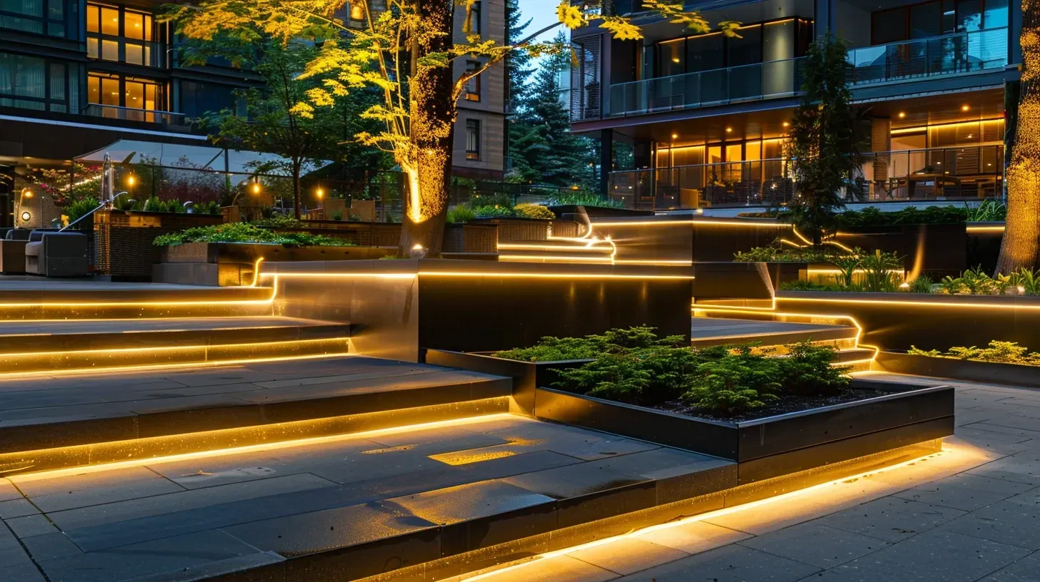 Before and after the installation of pathway lighting in Burnaby BC. The transformation highlights the importance of professional path lighting for safety and aesthetics. We are experts in walkway lighting in Burnaby. Keywords: landscape upgrade, curb appeal, outdoor lighting, South Burnaby.