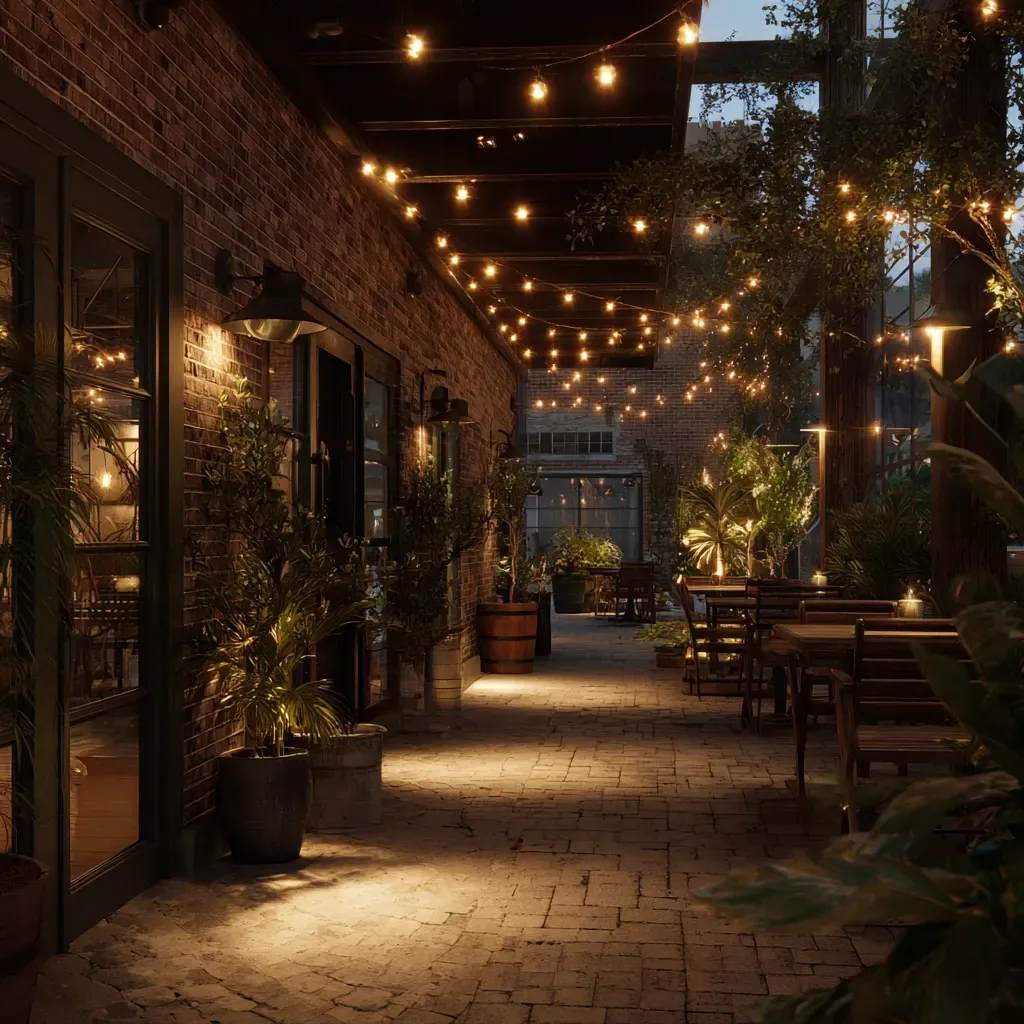 Pathway lighting in Burnaby BC with a starburst light pattern on the ground. Our path lighting selections include fixtures that add artistic flair. For unique walkway lighting in Burnaby, BC, explore our options. Keywords: decorative lighting, landscape features, outdoor design, garden path.