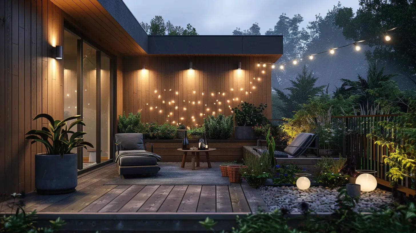 A cozy fire pit area is enhanced with subtle outdoor lighting in Burnaby BC. Our landscape lighting designs create the perfect ambiance for your backyard. Keywords: fire pit lighting, backyard ambiance, outdoor living, landscape design.