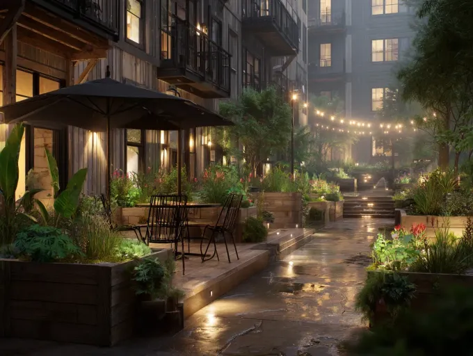 Commercial landscape lighting services in Burnaby BC for a professional building in the Metrotown area. Our outdoor lighting services enhance safety and brand image for businesses across British Columbia. Expert garden and exterior lighting services for commercial properties. Keywords: Burnaby landscape lighting company, commercial lighting, security, professional installers, curb appeal.
