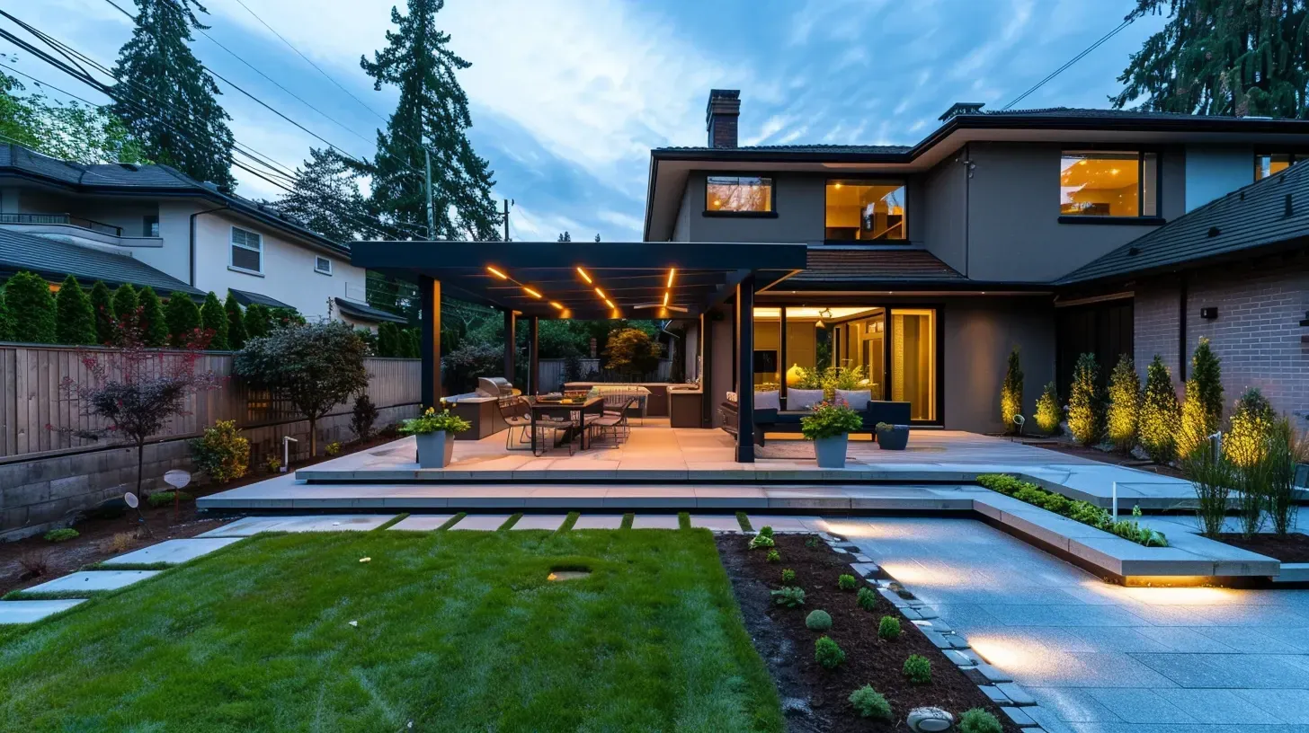 A vegetable patch is functionally lit by our garden lighting in Burnaby BC, allowing for evening harvesting. Our landscape lighting can be practical and beautiful. For functional plant illumination in Burnaby, let's talk. Keywords: vegetable garden, functional lighting, practical landscape, outdoor utility.