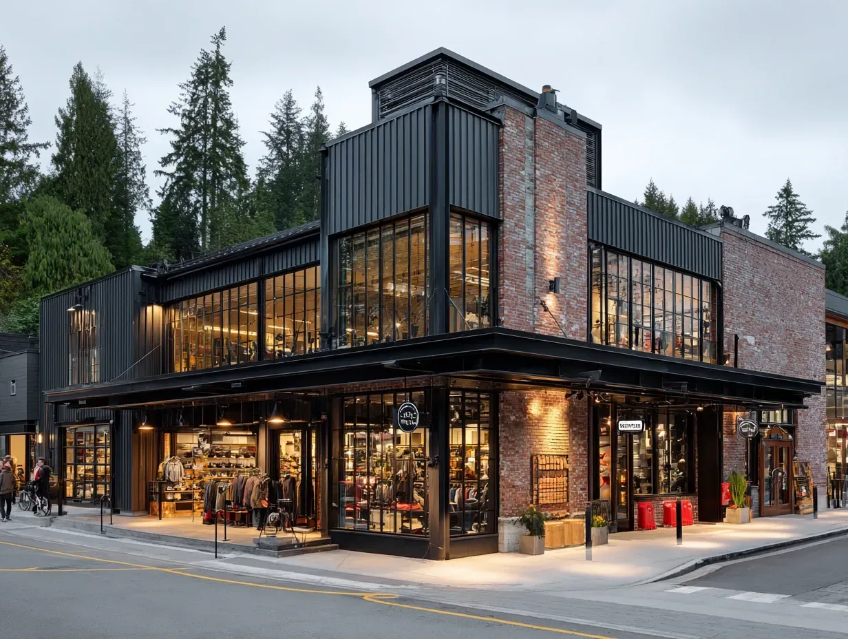 A certified technician installs architectural lighting in Burnaby BC. This professional installation of downlights under the eaves provides subtle illumination. For expert exterior lighting services in Burnaby, trust our team. Keywords: soffit lighting, downlighting, building exterior, professional installation.