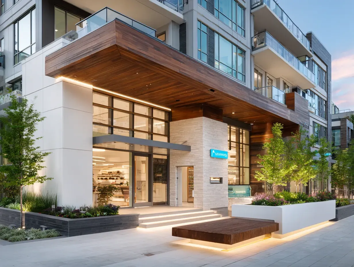 This White Rock property with an ocean view is stunning at night, thanks to our Metro Vancouver landscape lighting services. Our outdoor lighting complements natural beauty. Keywords: White Rock landscape lighting, ocean view, exterior illumination, South Surrey.