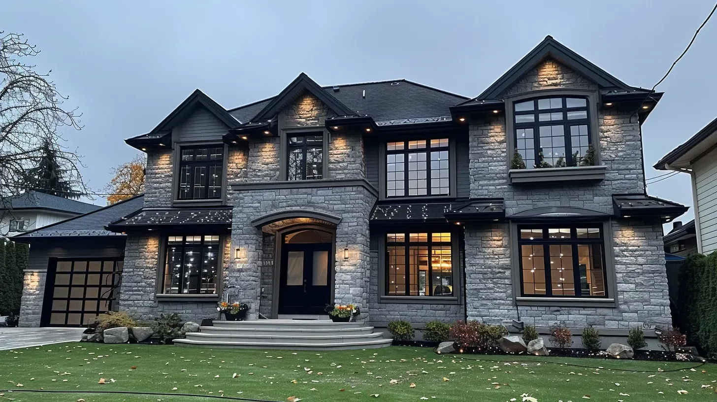 A technician installing low voltage outdoor lighting in Burnaby BC. Our professional installation ensures a safe and durable system. For all your landscape lighting needs in Burnaby, BC, we are the experts. Keywords: professional installation, low voltage, certified electrician, exterior lighting.
