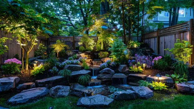 Architectural illumination from our landscape lighting services Burnaby BC team. This modern home near SFU benefits from our custom outdoor lighting services in Burnaby. We specialize in exterior lighting services that enhance property aesthetics and security throughout British Columbia. Keywords: garden lighting services Burnaby, professional lighting design, Burnaby landscape lighting company, curb appeal, LED fixtures, low voltage.