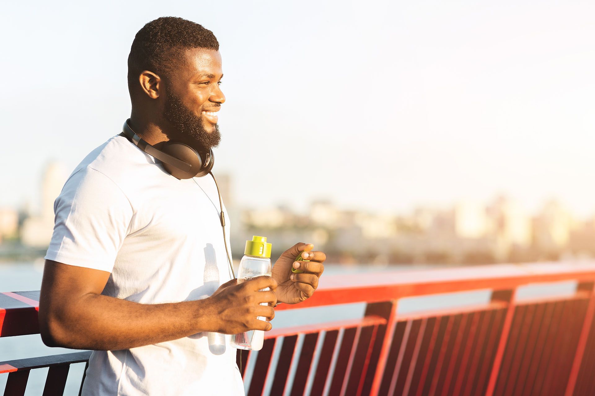 man holding a bottle of water