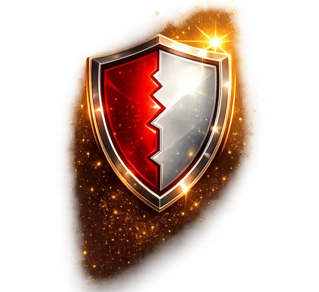 Escudo com efeito dourado 3d e efeito de vidro