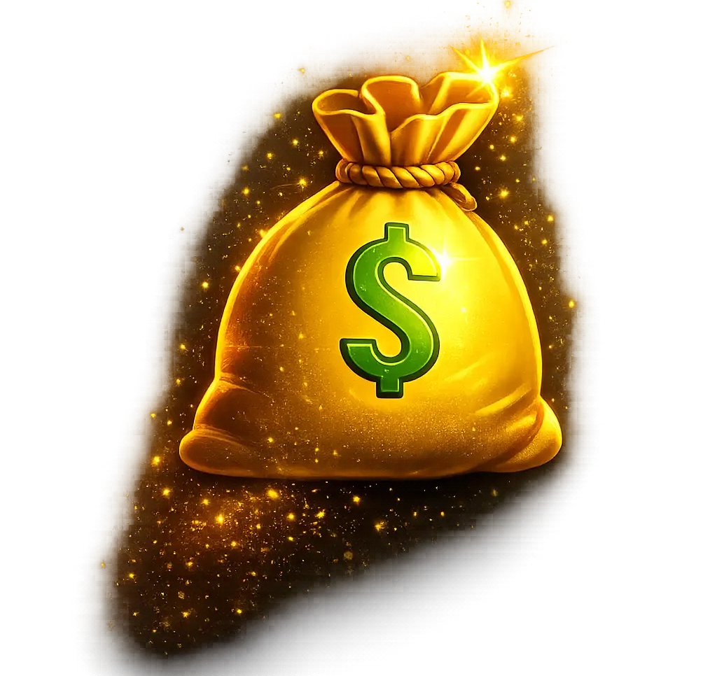 saco de dinheiro 3d com efeito dourado e vidro