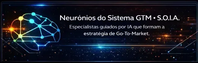 Banner escuro com rede neural colorida e texto: “Neurônios do Sistema GTM - S.O.I.A.”