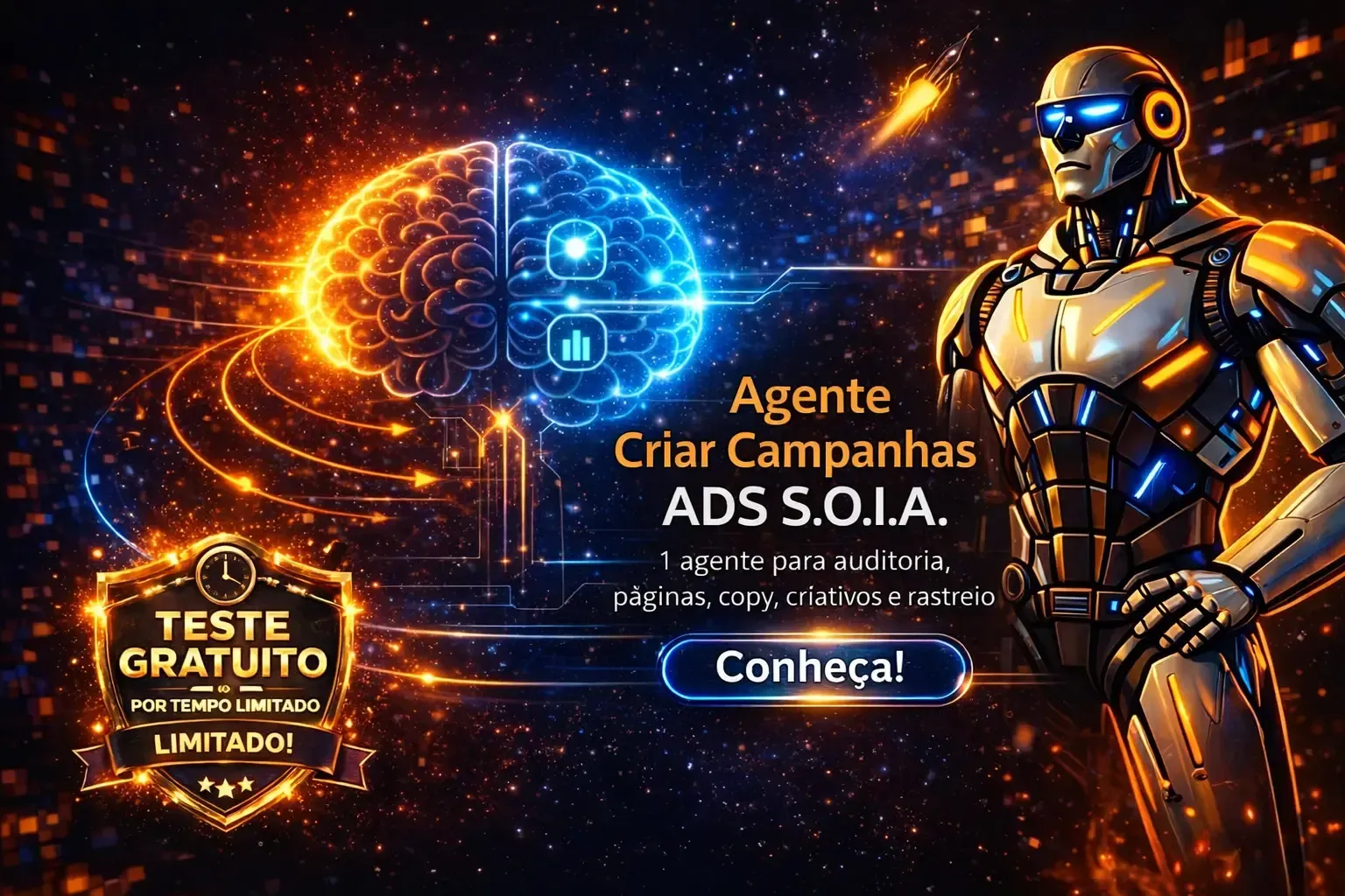 Foguete em 3d com dourado en effeito de vidro