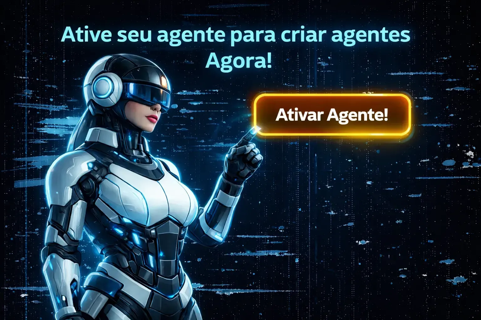omo criar um agente no ChatGPT com IA, mostrando robô futurista ativando agente digital para criação
