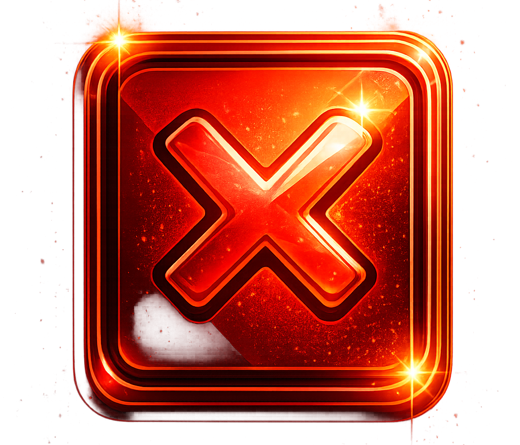 errdo em formato de x vermelho efeito 3d em vidro