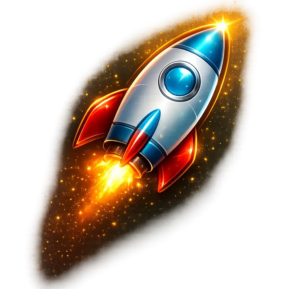 Foguete em 3d com dourado en effeito de vidro