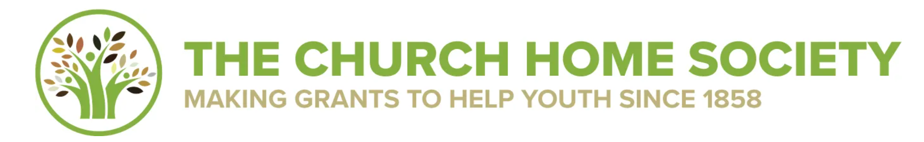 Logo for The Church Home Society, showing a tree in a circle and text 
