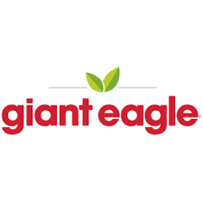 Giant Eagle logo with red text and green leaves.