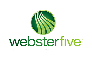 Green logo: Circular design with curved lines inside, 