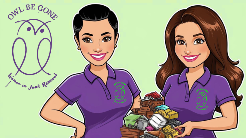 Two women are standing next to each other holding a basket of toys.