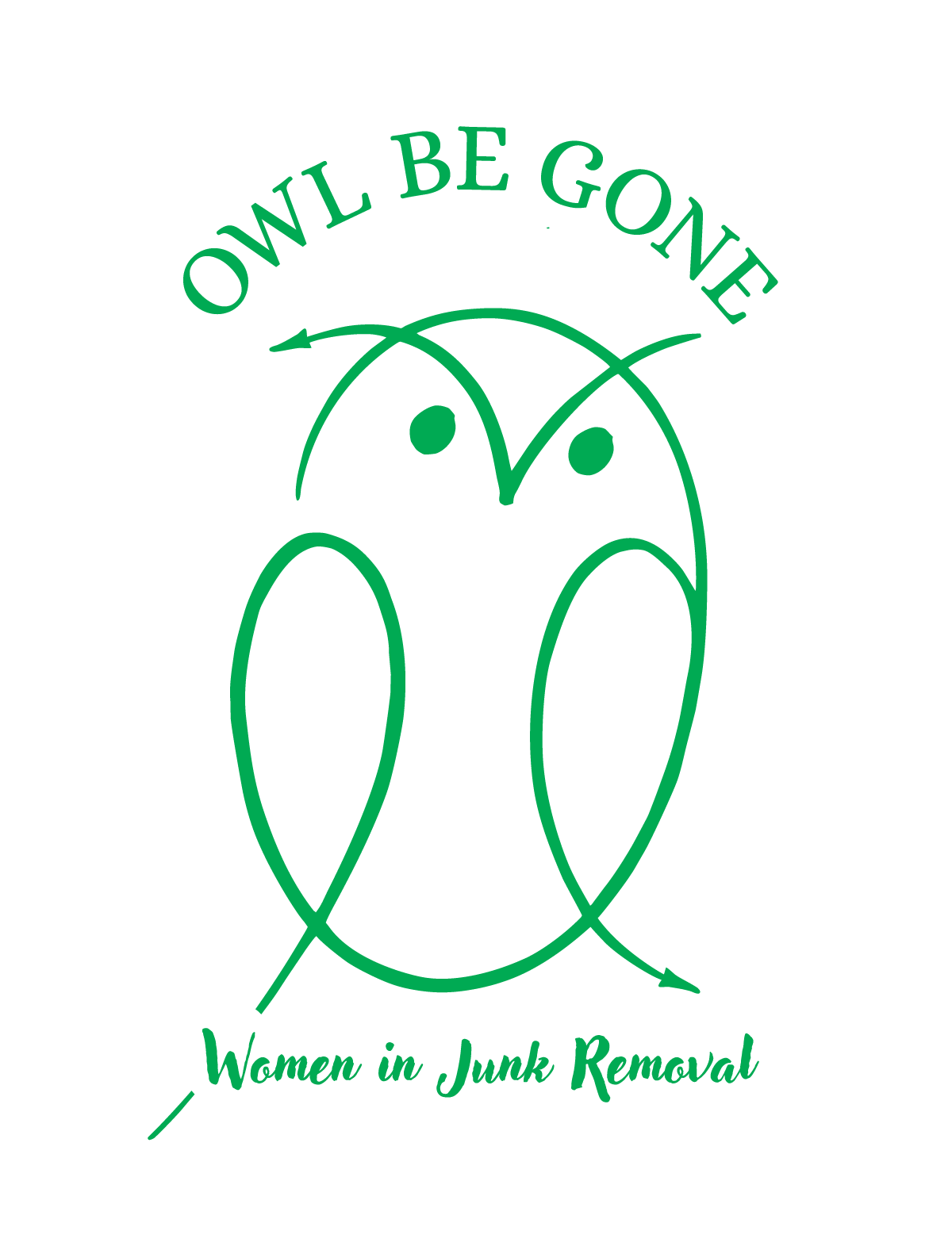 A green owl is surrounded by the words owl be gone