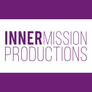A logo for Innermission Productions in purple and white.