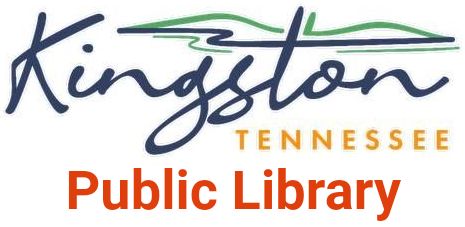 Kingston Tennessee Public Library logo with mountains and water.