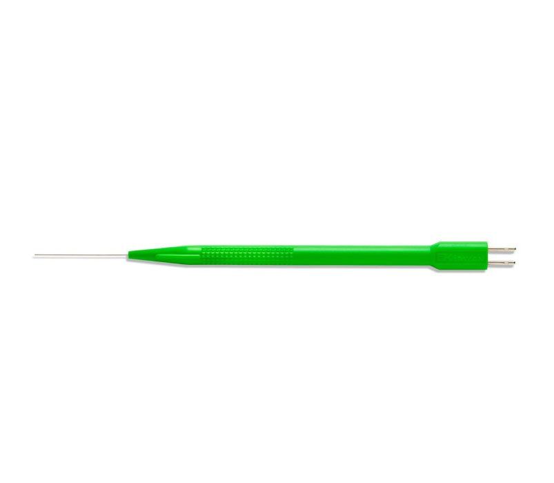 Green surgical cautery tool with needle tip.