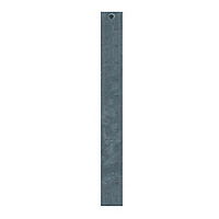 Gray rectangular metal bookmark with a hole at the top.