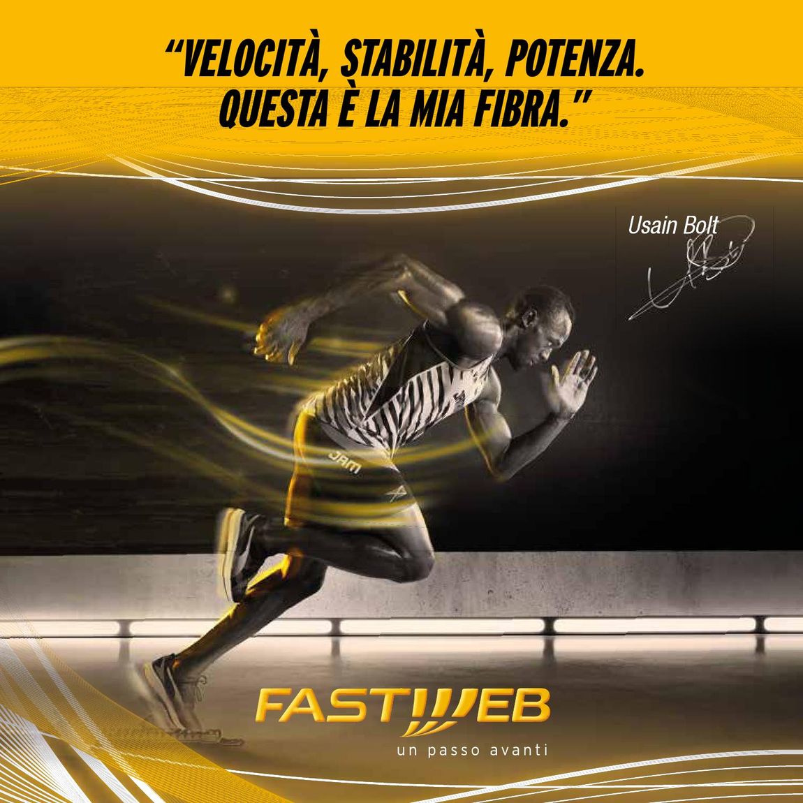 pubblicità fibra fastweb con Usain Bolt