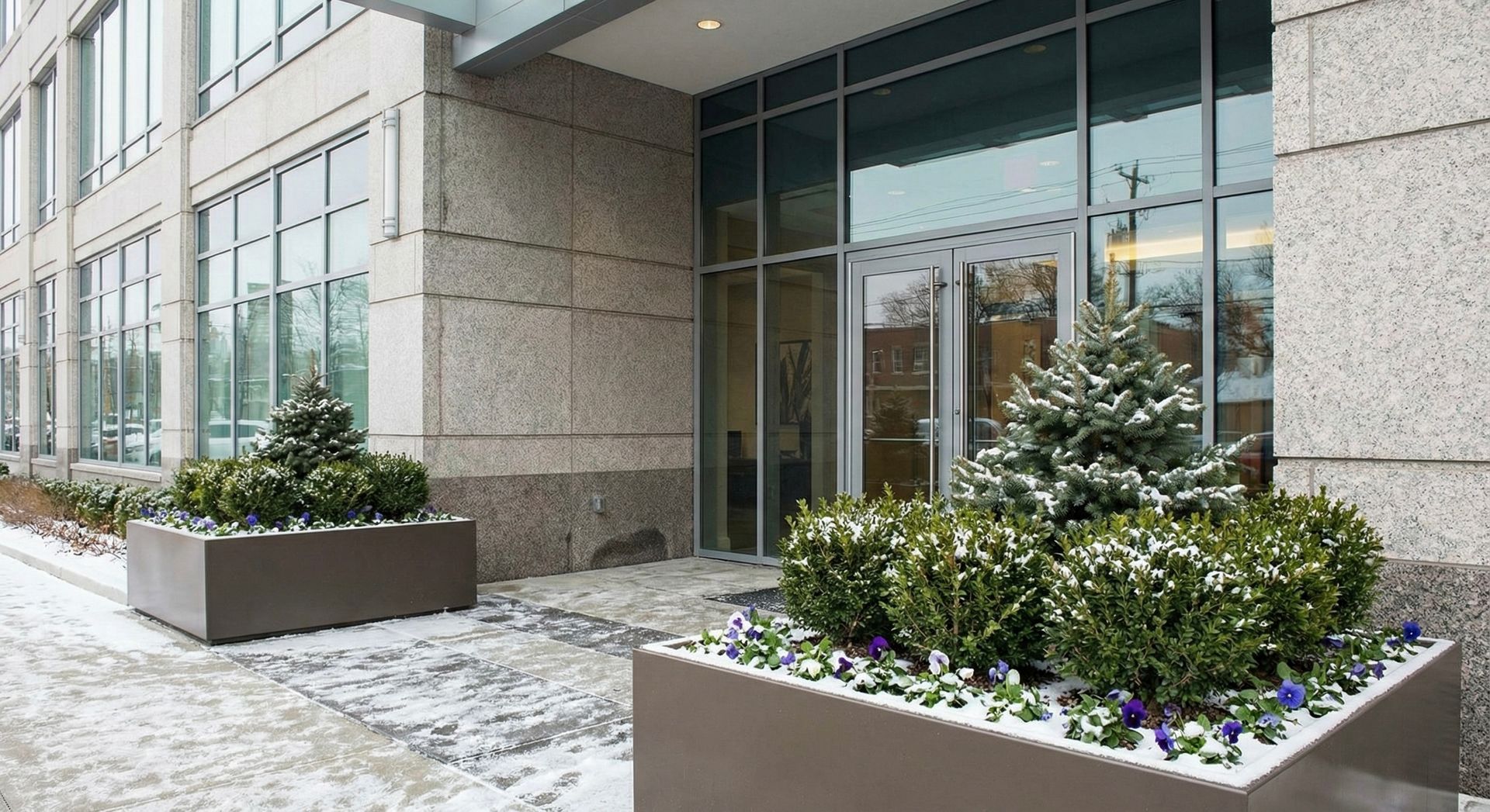 Fertilizing the green lawn.