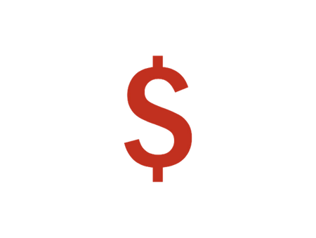 A red dollar sign on a white background.