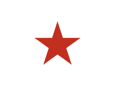 A red star is on a white background.