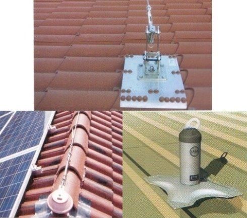 foto che mostrano tre fasi diverse del processo di installazione linee vita