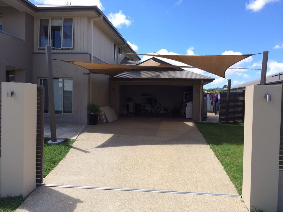 Shade Sail on Residential Driveway — Design & Fabrication of Shades in Grafton, NSW