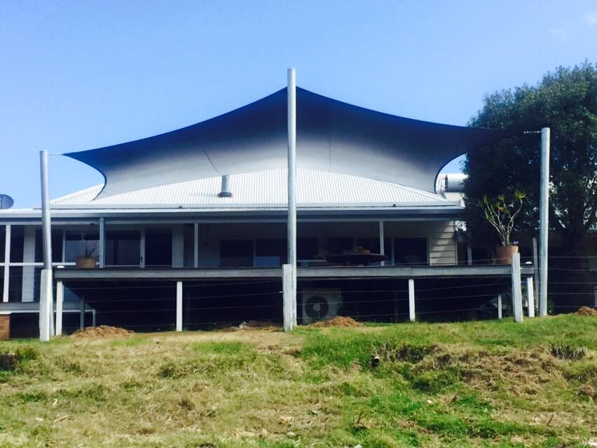 House Front View Blue Shade — Design & Fabrication of Shades in Grafton, NSW