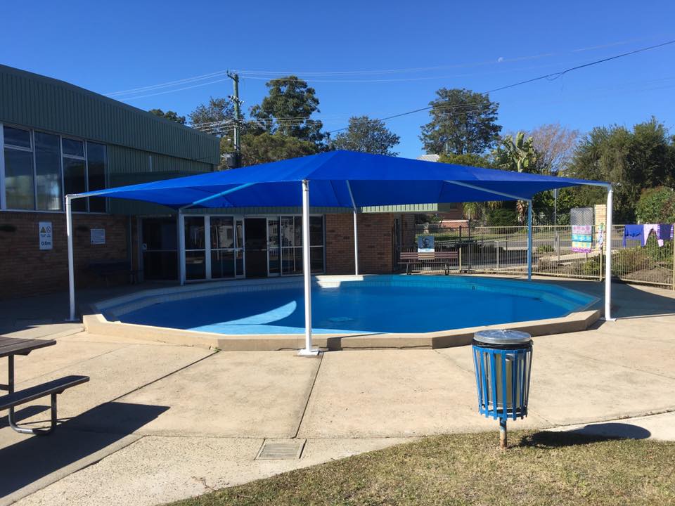 Blue Colour Swimming Pool Shade — Design & Fabrication of Shades in Grafton, NSW