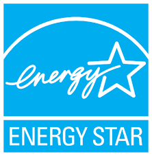 Energy Star logo: Blue star inside a blue box with the words 