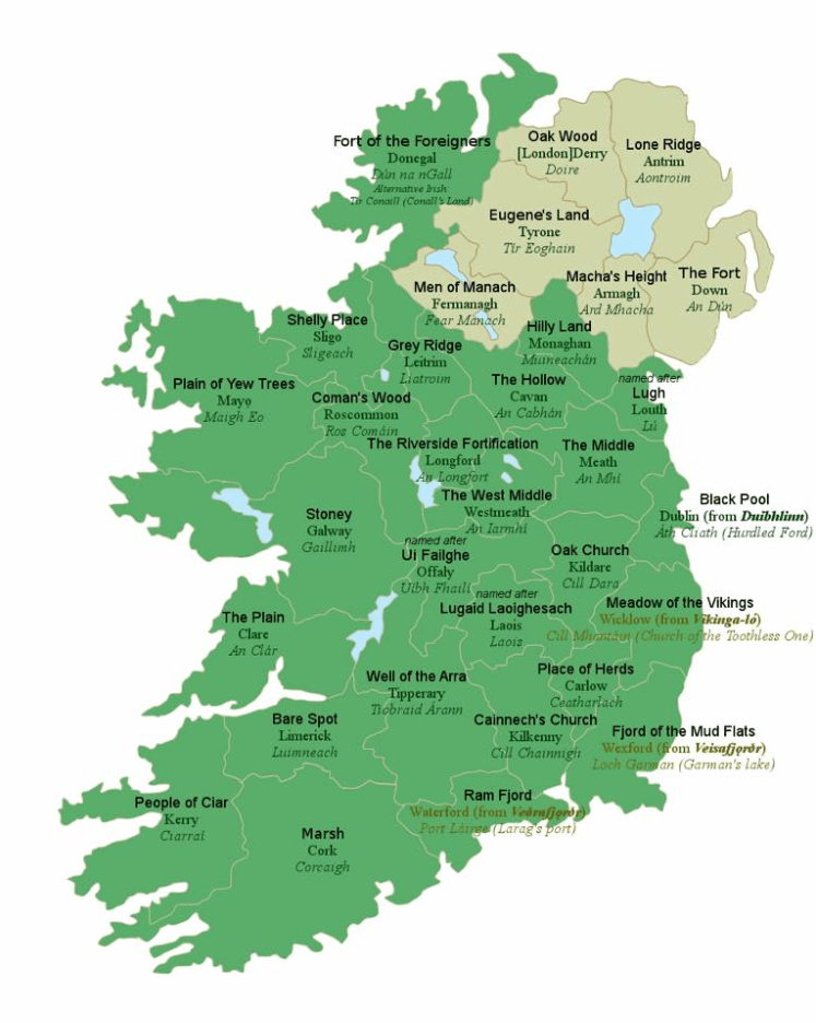 Carta geografica dell'Irlanda