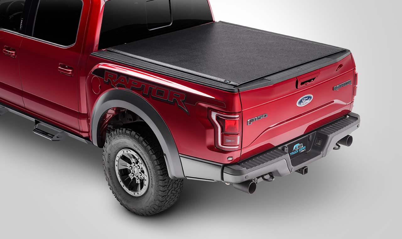 Tonneau Cover on Red Pickup Truck — Clovis, CA — Line-X of Clovis
