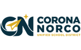 Logo for Corona-Norco Unified School District: blue initials 