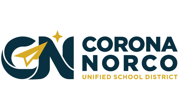 Logo for Corona-Norco Unified School District: blue initials 