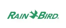 Rain Bird logo in green with a bird graphic.