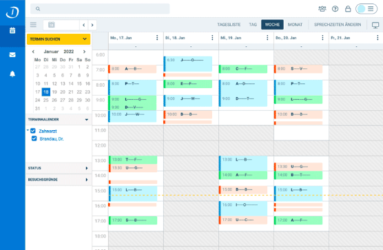 Bild von einem Doctolib Kalender welcher gut gefüllt ist