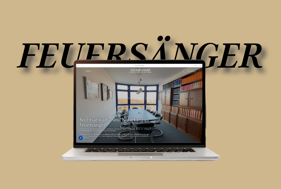 Auf einem Laptop ist eine Website namens von dem Rechtsanwalt und Notar, Feuersänger geöffnet.
