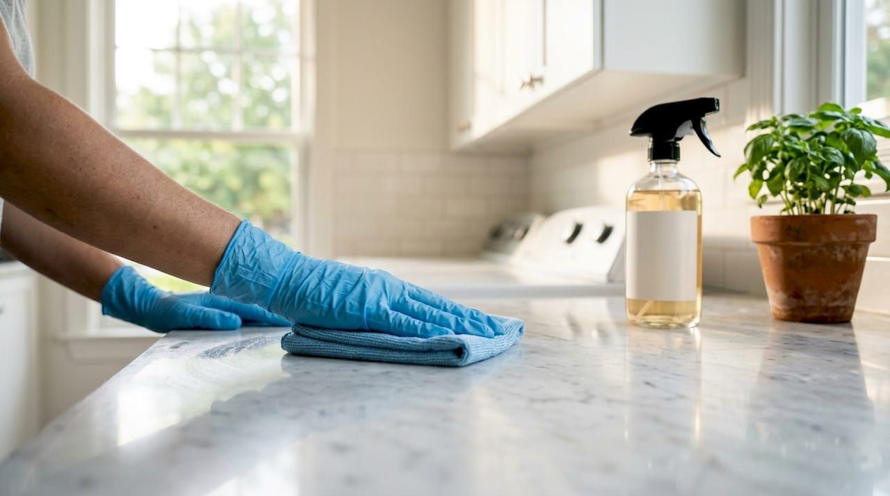 Applying stone surface sealer
