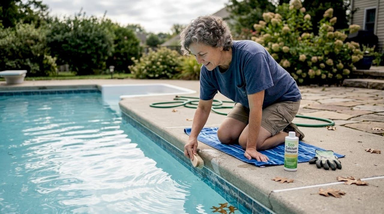 Calcium buildup removal on pool tile