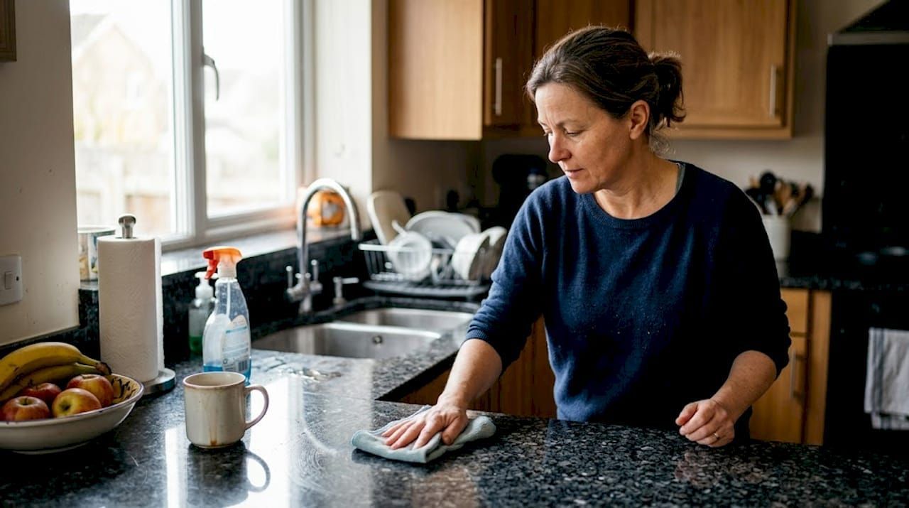 Clean sealed natural stone floor